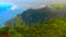 Hawaii travel aerial background of Na Pali coast, Kauai, Hawaii helicopter view. Nature coastline landscape in Kauai island, Hawai