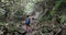 Hawaii travel tourist hiking in rainforest in the rain on Pololu Valley hike