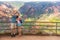 Hawaii travel tourists taking Waimea Canyon selfie