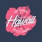 Hawaii typography graphics for t-shirt with hibiscus flower. Hawaiian surfing print for apparel and summer tee shirt. Vector.