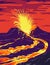 Hawaii Volcanoes National Park with active KIlauea volcano United States WPA Poster Art Color