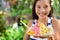 Hawaii woman eating Hawaiian shave ice