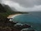 Hawaiian beach under overcast skies