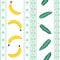 Hawaiian ethnic tropical seamless pattern with bananas, green banana leaves and vertical tribal ornament