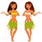 Hawaiian girl dancing in traditional costume