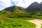 Hawaiian mountains by the ocean coastline