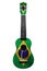 Hawaiian national guitar, ukulele, with a painted Brazil flag, on a white isolated background, as a symbol of folk art or a