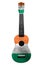 Hawaiian national guitar, ukulele, with a painted Ireland flag, on a white isolated background, as a symbol of folk art or a