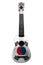 Hawaiian national guitar, ukulele, with a painted South Korea flag, on a white isolated background, as a symbol of folk art or a