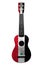 Hawaiian national guitar, ukulele, with a painted Syria flag, on a white isolated background, as a symbol of folk art or a