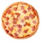 Hawaiian pizza on white background