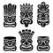 Hawaiian and Polynesia Tiki head totem vector design set- tribal folk art background