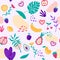 Hawaiian seamless pattern with tropical fruits and flowers. Vector illustration surface print