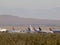 Hawaiian, Southwest, and other commercial airliners planes parked in the Desert