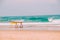 Hawaiian surfboard on the beach of the Mediterranean sea in Israel