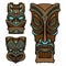 Hawaiian tiki god statue carved wood vector illustration