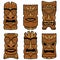 Hawaiian tiki statue masks. Vector illustration