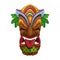 Hawaiian totem with palm leaves. Holidays in the Hawaiian Islands.