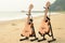 Hawaiian traditional instrument ukulele on the beach