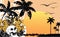 Hawaiian tropical sun skull frame background