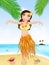 Hawaiian woman with straw skirt