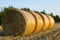 Hay bale in field. rural image at the end of wheat cultivation