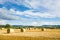 Hay bales in English countryside, UK