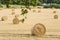 Hay bales in a field in late summer