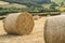 Hay bales in a field in late summer