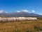 Hay bales in front of mountains on the South Island of New Zealand