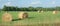 Hay bales in a green field country scene