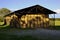 Hay bales in hayloft on meadows