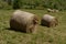 Hay bales in meadow
