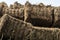 Hay bales pile close up