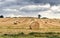 Hay bales in rural scenic landscape