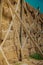 Hay bales stacks outdoors as wall