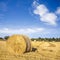 Hay Bales Under Deep Blue Summer Sky