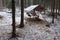 Hay rack to feed animals in forest