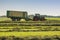 Hay racking with a tractor