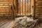 Hay sheaves in old wooden interior