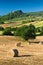 Haycock and trees in sunny tuscan countryside, Italy