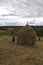 Haymaking season in Ukrainian Carpathian villages, women work in the field, throwing and raking hay by hand in the field