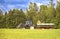 Haymaking in summer, tractor, people working, Lithuania