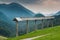 Hayrack on meadow in Slovenia mountains