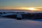 Haystack on a field of untouched snow at sunset, Malye Karely, Arkhangelsk region, Russia