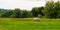 Haystack in the meadow. Summer season.