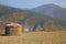 Haystack, Memorial Flags, and Mountain Landscape, Bhutan