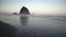 Haystack Rock, Cannon Beach Dawn dolly shot 4K. UHD