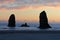 Haystack Rock Marine Garden At Dusk Cannon Beach Oregon USA