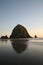 Haystack Rock at sunset on the Oregon coast